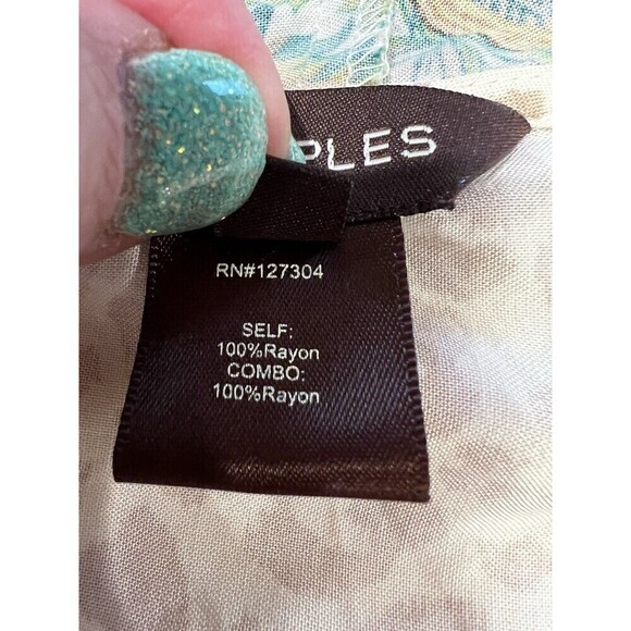 Multiples Rayon blouse bell sleeves animal print & teal paisley Design XL - Picture 7 of 8